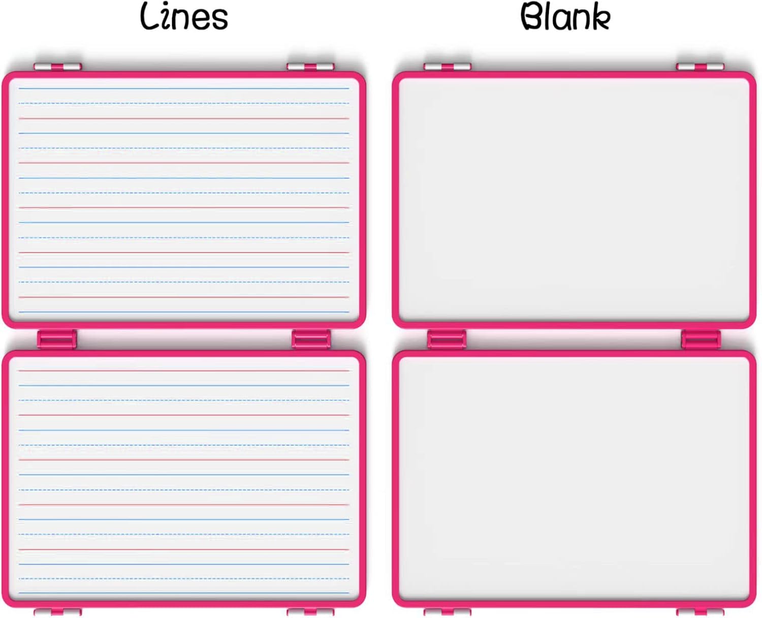 Original pink product photo: two lined and two blank writing surfaces