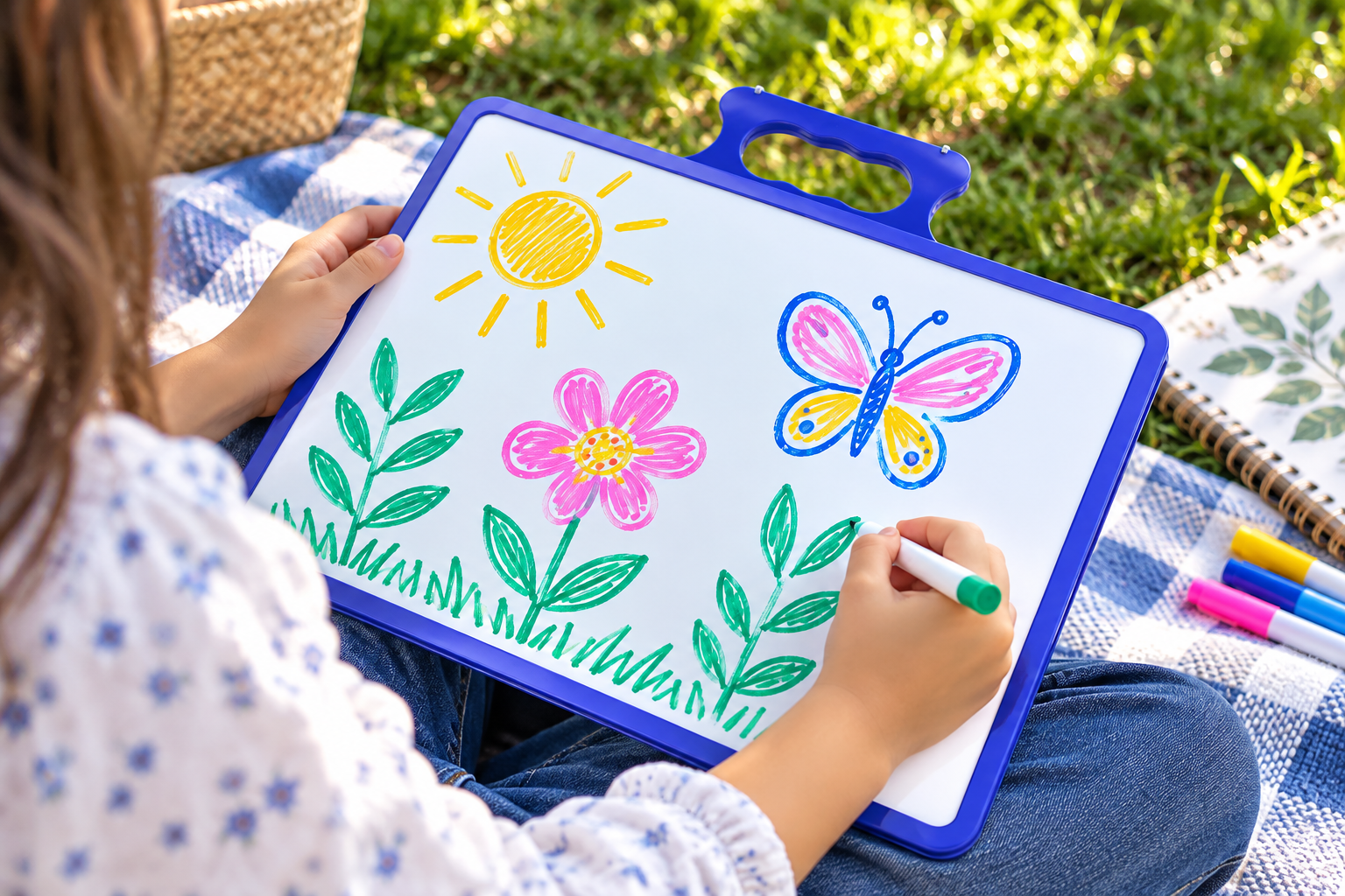 OUTDOOR DOODLING: Sketch leaves, flowers and new discoveries, then fold and carry.