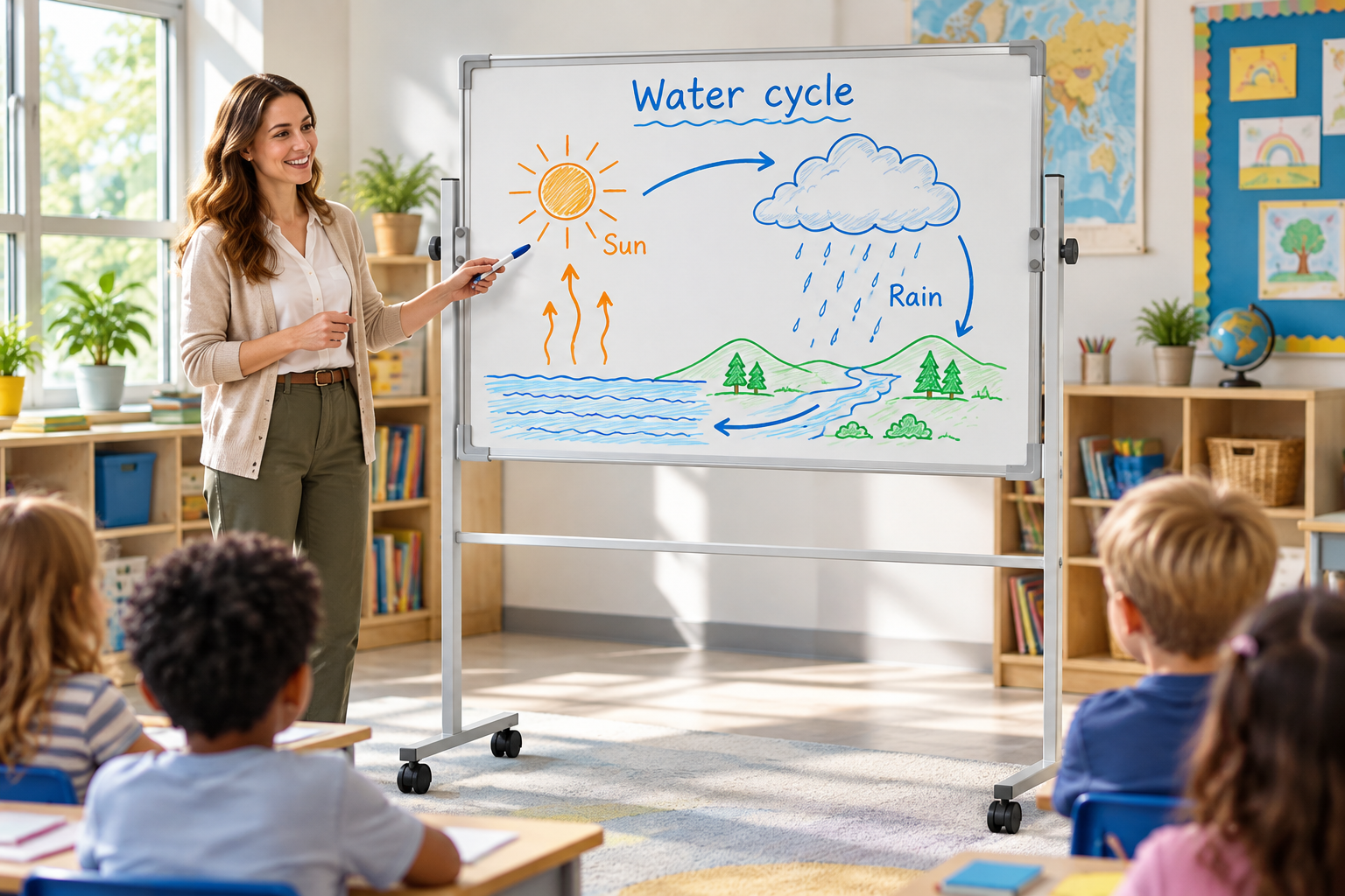 SCHOOL TEACHING: Explain science, work through examples and invite participation.